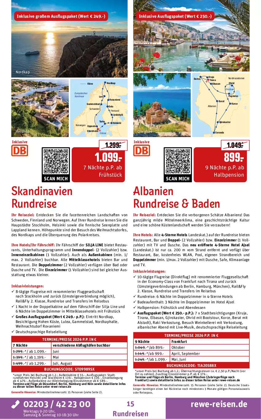 Aktueller Prospekt Rewe Reisen - Reiseprospekt - von 19.12.2025 bis 30.01.2026 - strona 15 - produkty: Bad, buch, decke, deutschsprachige reiseleitung, dusche, eis, elle, erde, inklusivleistungen, latte, leine, Nordsee, Persona, pool, pril, Rana, reis, rel, ring, rwe, Ti, uhr, wein
