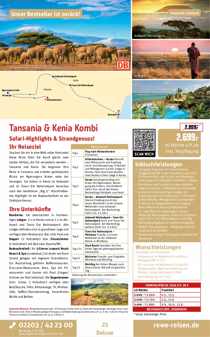 Aktueller Prospekt Rewe Reisen - Reiseprospekt - von 19.12.2025 bis 30.01.2026 - strona 23 - produkty: Alwa, Bad, Bose, buch, dusche, eis, Elefant, elle, ente, erde, Garten, getränk, getränke, gin, HP, inklusivleistungen, kaffee, Liege, mineralwasser, nuss, pool, reis, reiseverlauf, rel, schirme, tee, Ti, uhr, wasser