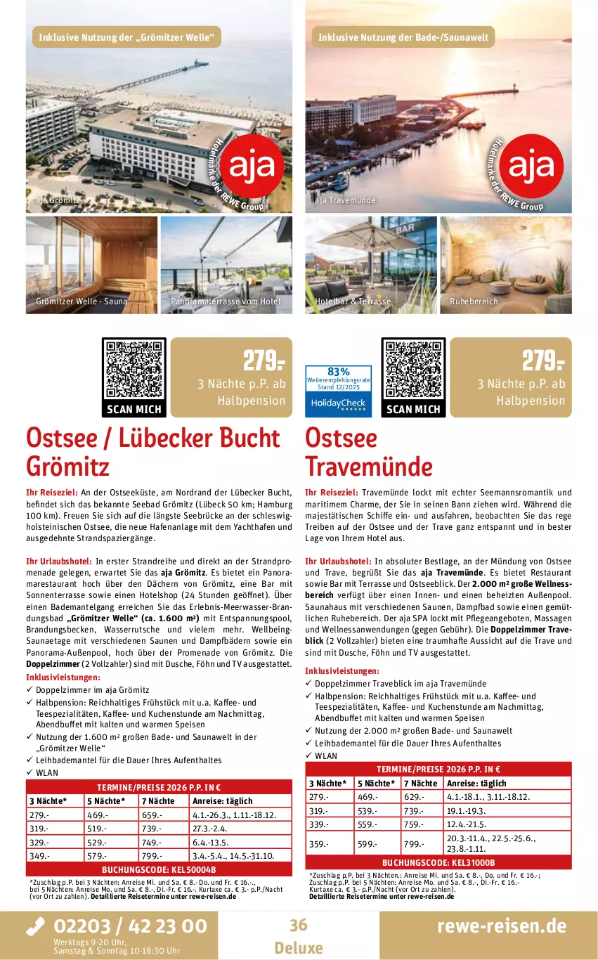 Aktueller Prospekt Rewe Reisen - Reiseprospekt - von 19.12.2025 bis 30.01.2026 - strona 36 - produkty: angebot, angebote, auer, axe, Bad, Bademantel, buch, dusche, eis, elle, ente, inklusivleistungen, kaffee, kuchen, kurtaxe, LG, Lübecker, Mantel, Meerwasser, pool, rama, reis, Spezi, tee, Ti, tisch, uhr, wasser, wasserrutsche, wellnessbereich, ZTE