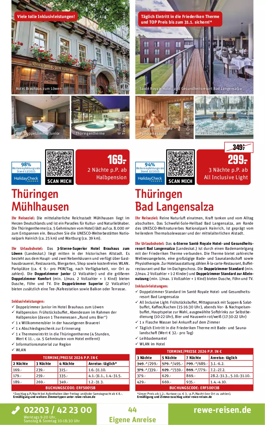 Aktueller Prospekt Rewe Reisen - Reiseprospekt - von 19.12.2025 bis 30.01.2026 - strona 44 - produkty: angebot, angebote, auer, axe, Bad, Bademantel, bier, buch, drink, drinks, dusche, eis, Elan, flasche, Garten, Gesundheit, inklusivleistungen, kaffee, Kinder, kraft, kuchen, kurtaxe, LG, Mantel, natur, rama, reis, Ria, ring, salat, salz, Schal, snack, suppe, suppen, tee, Ti, uhr, usb, wasser, wein