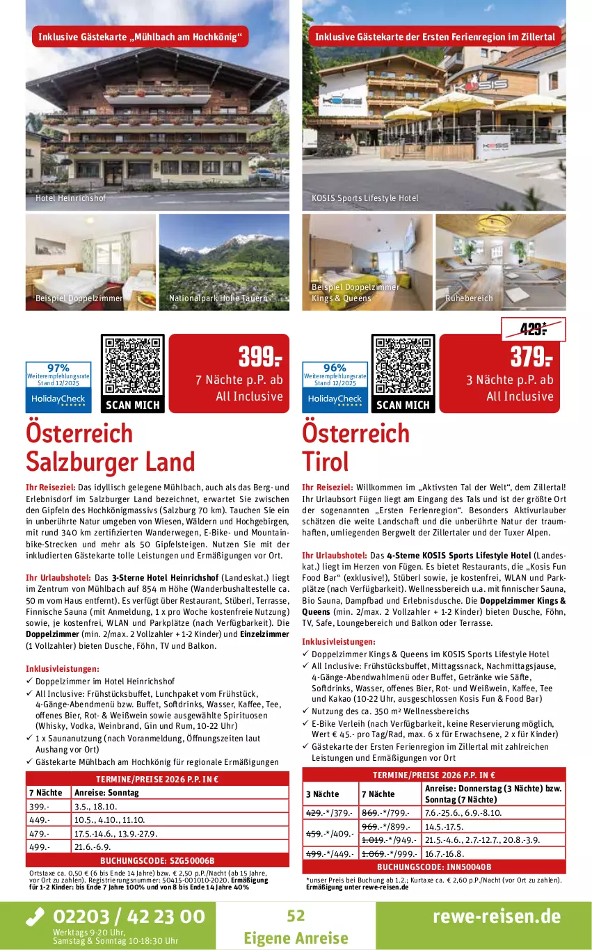 Aktueller Prospekt Rewe Reisen - Reiseprospekt - von 19.12.2025 bis 30.01.2026 - strona 52 - produkty: auer, axe, Bad, bier, bio, buch, burger, drink, drinks, dusche, E-Bike, eis, elle, getränk, getränke, gin, HP, inklusivleistungen, kaffee, kakao, Kinder, kurtaxe, Liege, Mountainbike, natur, reis, rum, rwe, säfte, salz, snack, spirituosen, Sport, tee, Ti, uhr, vodka, wasser, wein, weinbrand, Weißwein, wellnessbereich, whisky