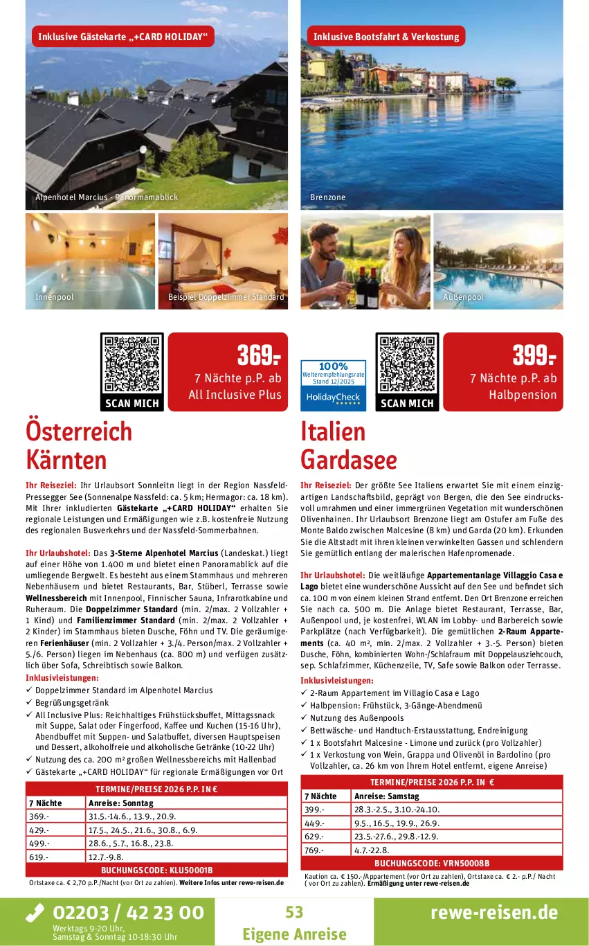 Aktueller Prospekt Rewe Reisen - Reiseprospekt - von 19.12.2025 bis 30.01.2026 - strona 53 - produkty: alkohol, alkoholische getränke, axe, Bad, bett, bettwäsche, buch, Couch, dessert, dusche, Egger, eis, getränk, getränke, grappa, handtuch, inklusivleistungen, innenpool, italien gardasee, kaffee, Kinder, küche, kuchen, Küchen, Küchenzeile, leine, Liege, limo, mab, mam, monte, olive, oliven, olivenöl, pool, rama, Reinigung, reis, salat, schlafzimmer, schreibtisch, snack, Sofa, suppe, suppen, Ti, tisch, tuc, uhr, Vegeta, wein, wellnessbereich