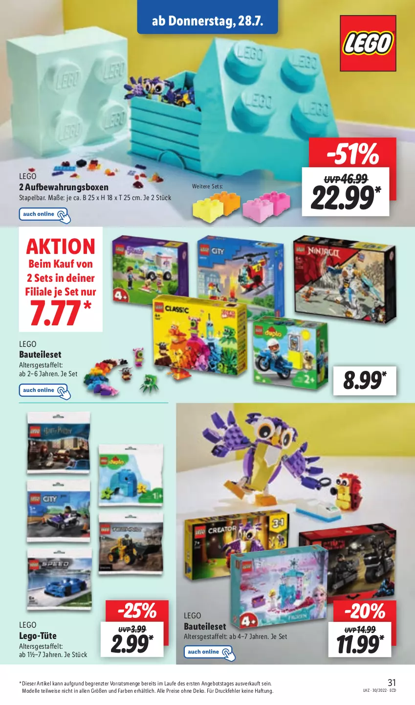 Aktueller Prospekt Lidl - Aktionsprospekt - von 25.07 bis 30.07.2022 - strona 31 - produkty: angebot, aufbewahrungsbox, Bau, Bauteileset, dell, eis, elle, LEGO Bauteileset, Mode, reis, Ti, Tüte, ZTE