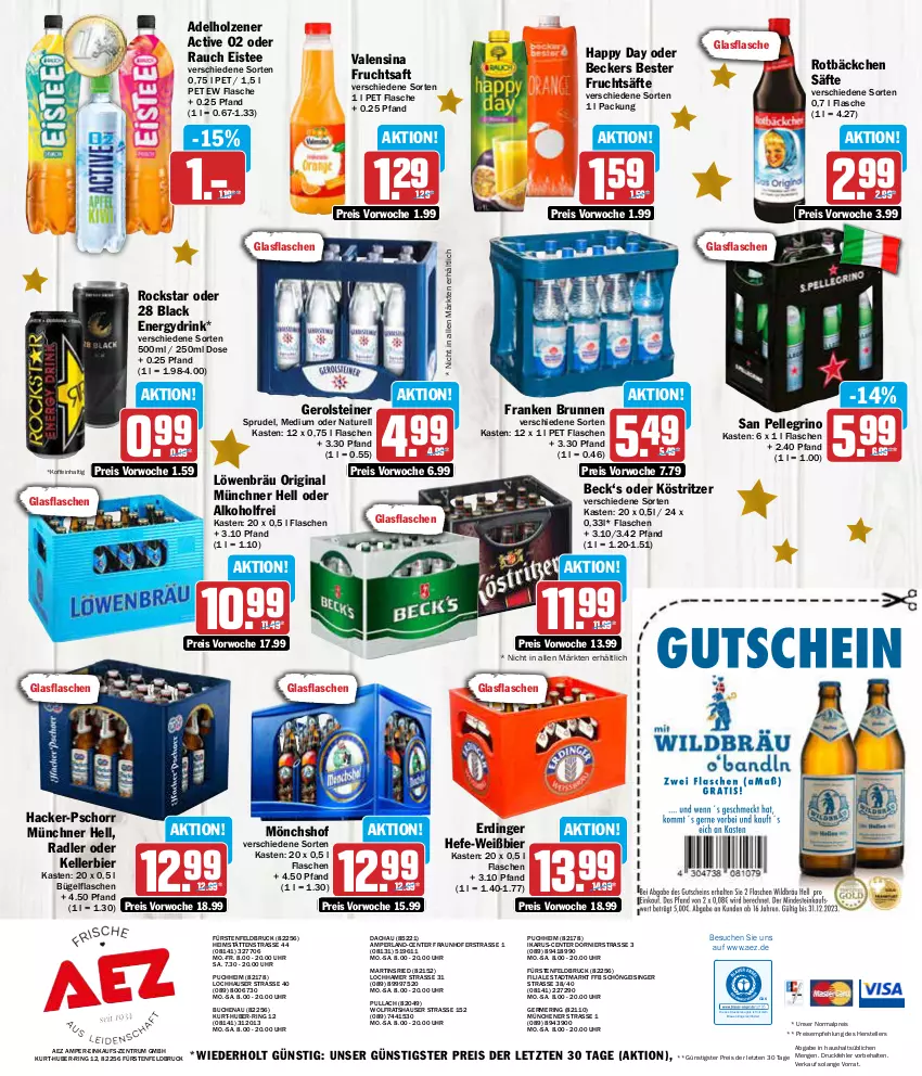 Aktueller Prospekt Aez - Prospekte - von 11.12 bis 16.12.2023 - strona 20 - produkty: adelholzener, AEZ, alkohol, Beckers Bester, bier, brunnen, buch, bügel, bügelflasche, drink, drucker, eis, eistee, elle, Engel, ente, erdinger, fisch, flasche, franken brunnen, frucht, fruchtsaft, fruchtsäfte, Germ, gerolsteine, gerolsteiner, gin, glasflasche, Happy Day, Hefe, Holz, kellerbier, kerze, köstritzer, lack, mönchshof, natur, perla, radler, Rauch, reis, rel, ring, Rockstar, rum, saft, säfte, san pellegrino, Sprudel, steiner, tee, teller, Ti, uhr, valensina, ZTE