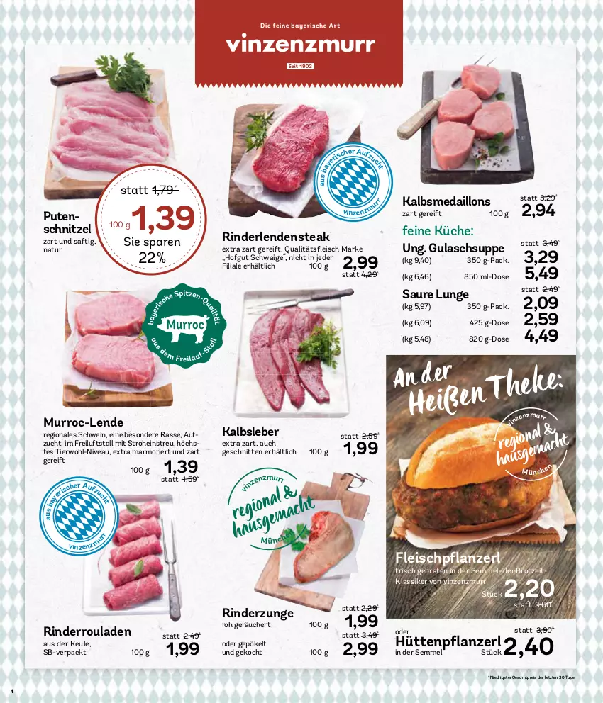 Aktueller Prospekt Aez - Prospekte - von 11.12 bis 16.12.2023 - strona 4 - produkty: braten, brot, eis, fleisch, gulasch, Gulaschsuppe, hofgut, HP, Kalbsleber, Kalbsmedaillons, küche, mac, medaillons, natur, nivea, pute, putenschnitzel, reis, rind, rinder, Rinderroulade, rinderrouladen, Rinderzunge, rouladen, saft, schnitten, schnitzel, schwein, Semmel, steak, suppe, Ti, wein, ZTE