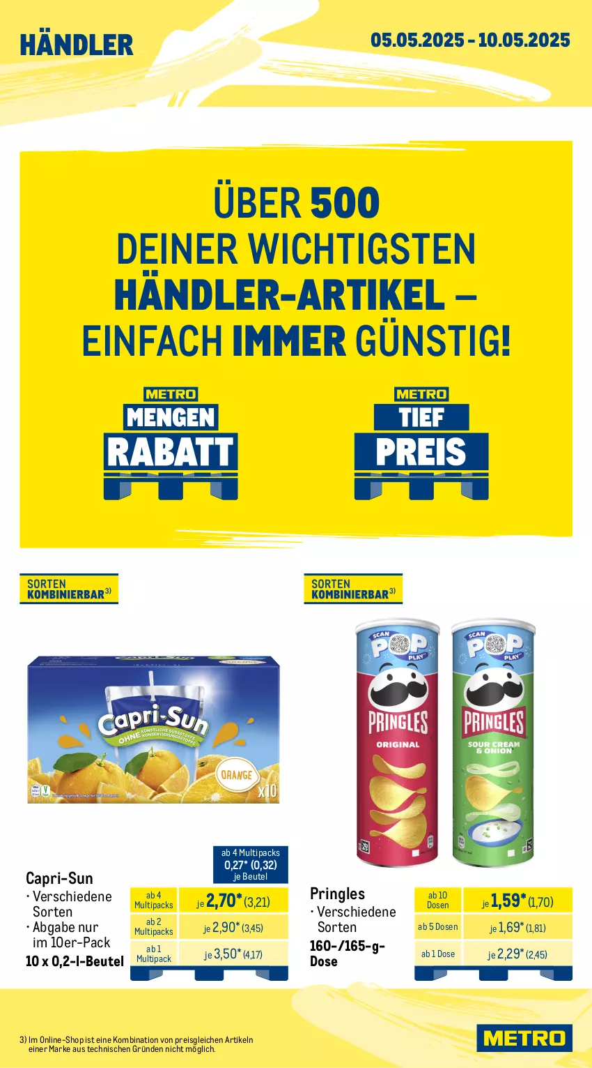 Aktueller Prospekt Metro - Wochen-Angebote Händler - von 05.05 bis 10.05.2025 - strona 5 - produkty: beutel, Cap, capri-sun, eis, pringles, reis, ring, Ti