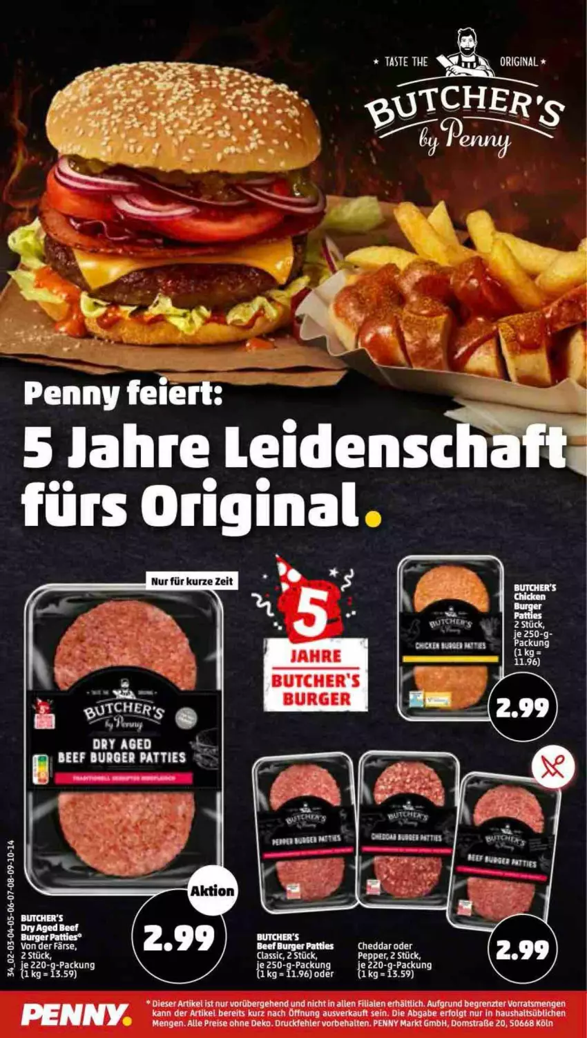 Aktueller Prospekt Penny - Prospekte - von 15.08 bis 20.08.2022 - strona 34 - produkty: beef, burger, butcher's, cheddar, eier, gin, je 250-g-packung, LG, tee, Ti, ZTE