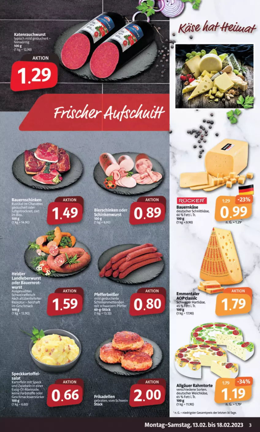 Aktueller Prospekt Markant - Prospekte - von 13.02 bis 18.02.2023 - strona 3 - produkty: aeg, auer, Bau, Bauer, deutscher schnittkäse, deutscher weichkäse, eis, emmentaler, essig, hartkäse, kartoffel, kartoffeln, Käse, LG, mac, marinade, Rauch, reis, schnittkäse, schweizer hartkäse, Speck, Ti, torte, weichkäse, wurst, ZTE