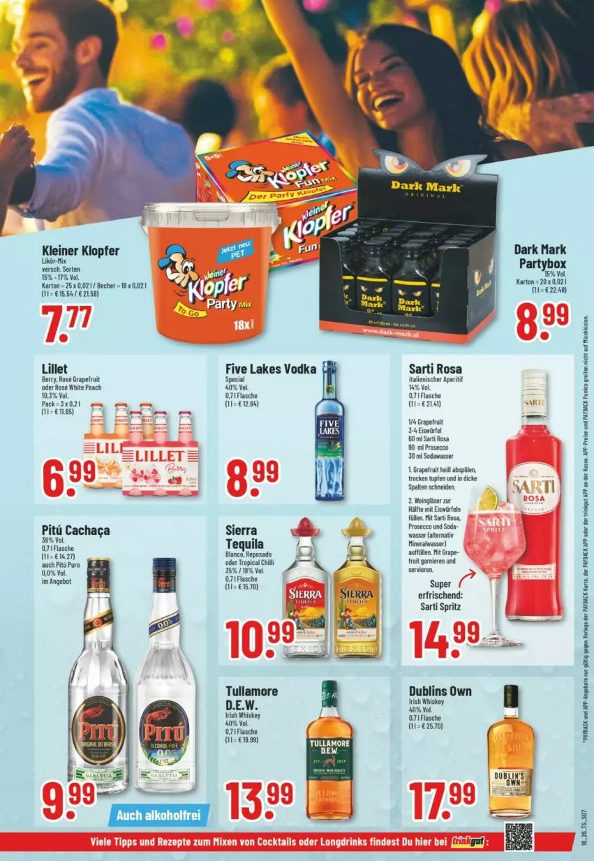 Aktueller Prospekt Trinkgut - Prospekte - von 26.04 bis 02.05.2026 - strona 9 - produkty: Alwa, angebot, angebote, aperitif, Becher, ecco, eis, eiswürfel, flasche, garnier, Gläser, grapefruit, irish whiskey, kleiner klopfer, leine, likör, lillet, mineralwasser, payback, prosecco, reifen, reis, Sierra, sierra tequila, Soda, Spülen, tequila, Ti, tullamore, vodka, wasser, wein, Weingläser, whiskey, würfel