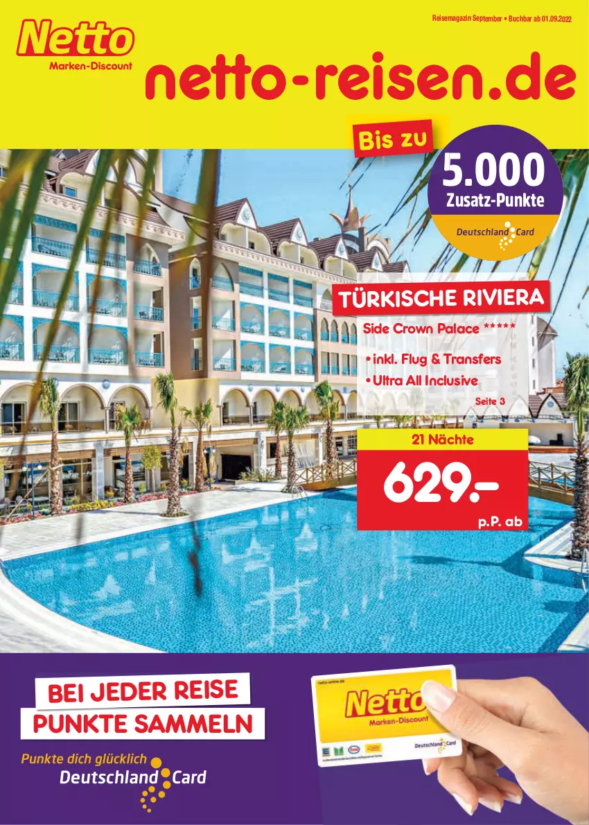 Aktueller Prospekt Netto Marken-Discount - Reise-Angebote September - von 01.09 bis 30.09.2022 - strona 1 - produkty: buch, eis, magazin, reis