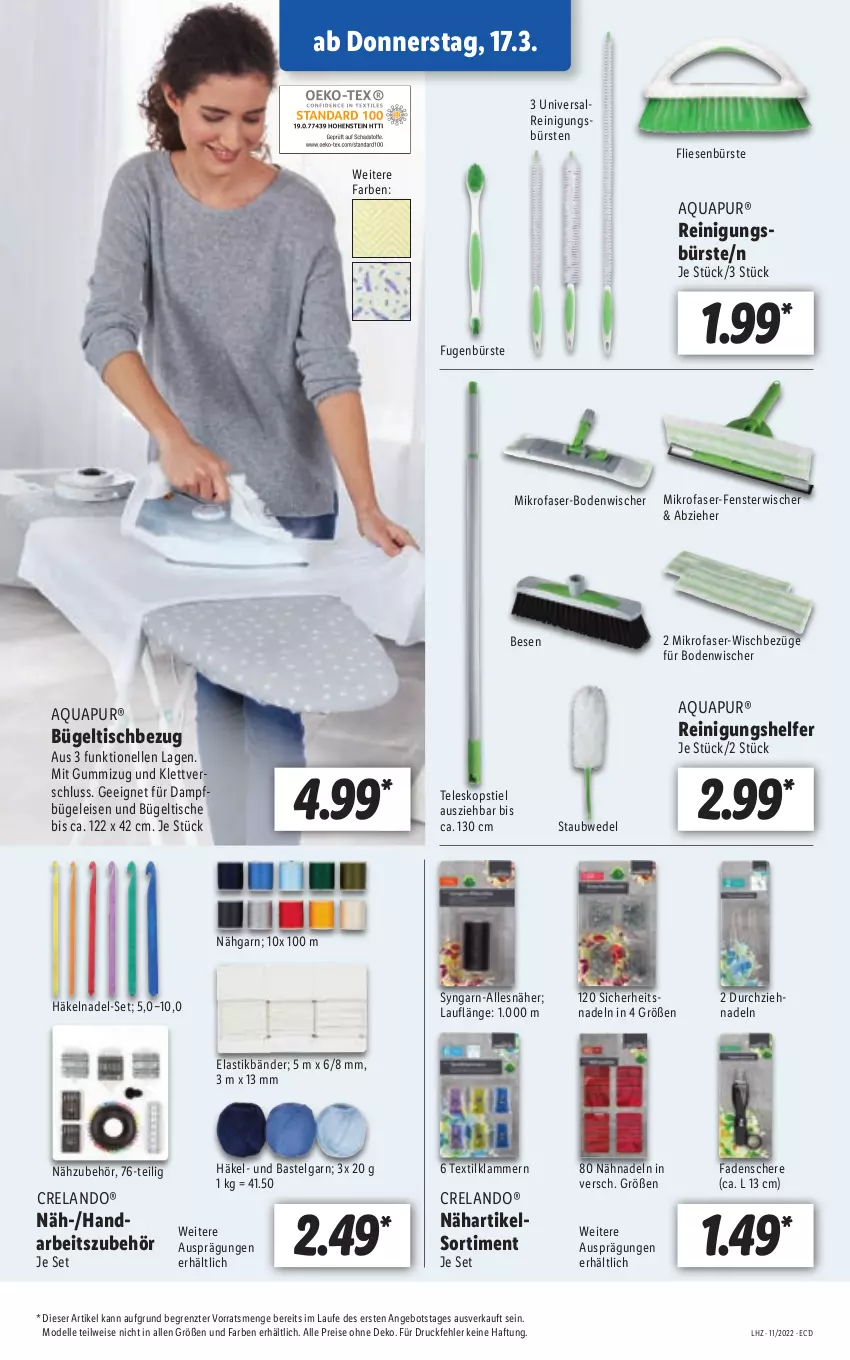 Aktueller Prospekt Lidl - Aktionsprospekt - von 14.03 bis 19.03.2022 - strona 42 - produkty: angebot, aqua, AquaPur, asti, bodenwischer, dell, eis, Elan, elle, fenster, Klammern, lamm, LG, mikrofaser, Mode, Reinigung, reis, rel, Schere, staubwedel, Teleskop, teleskopstiel, Ti, tisch, wedel, ZTE