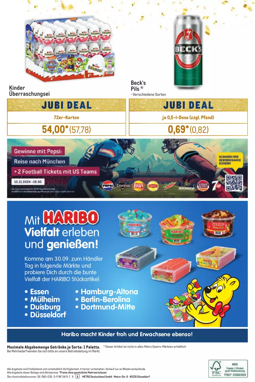 Aktueller Prospekt Metro - Händler Journal - von 19.09 bis 02.10.2024 - strona 24 - produkty: abholpreise, angebot, angebote, bier, Biere, eis, getränk, getränke, haribo, ilag, Kinder, LG, mac, Metro, metro gastro, Palette, pils, reis, rwe, Ti