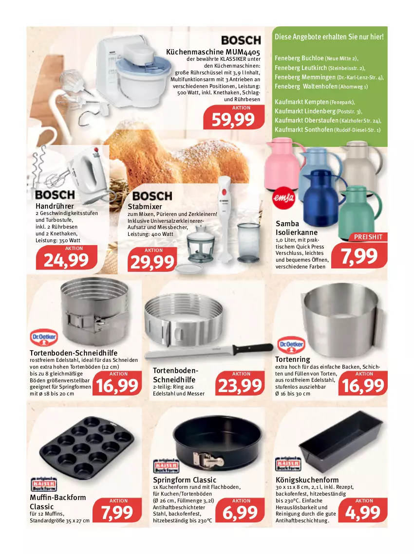 Aktueller Prospekt Feneberg - Prospekte - von 17.03 bis 19.03.2022 - strona 15 - produkty: angebot, angebote, Backform, backofen, Becher, buch, chloe, Diesel, edelstahl, eis, emmi, isolierkanne, küche, kuchen, Küchen, küchenmaschine, leine, Messbecher, messer, Mixer, Muffin, muffins, Ofen, Reinigung, reis, rezept, ring, Rührschüssel, salz, schüssel, Springform, stabmixer, Ti, tisch, torte, Zerkleinerer