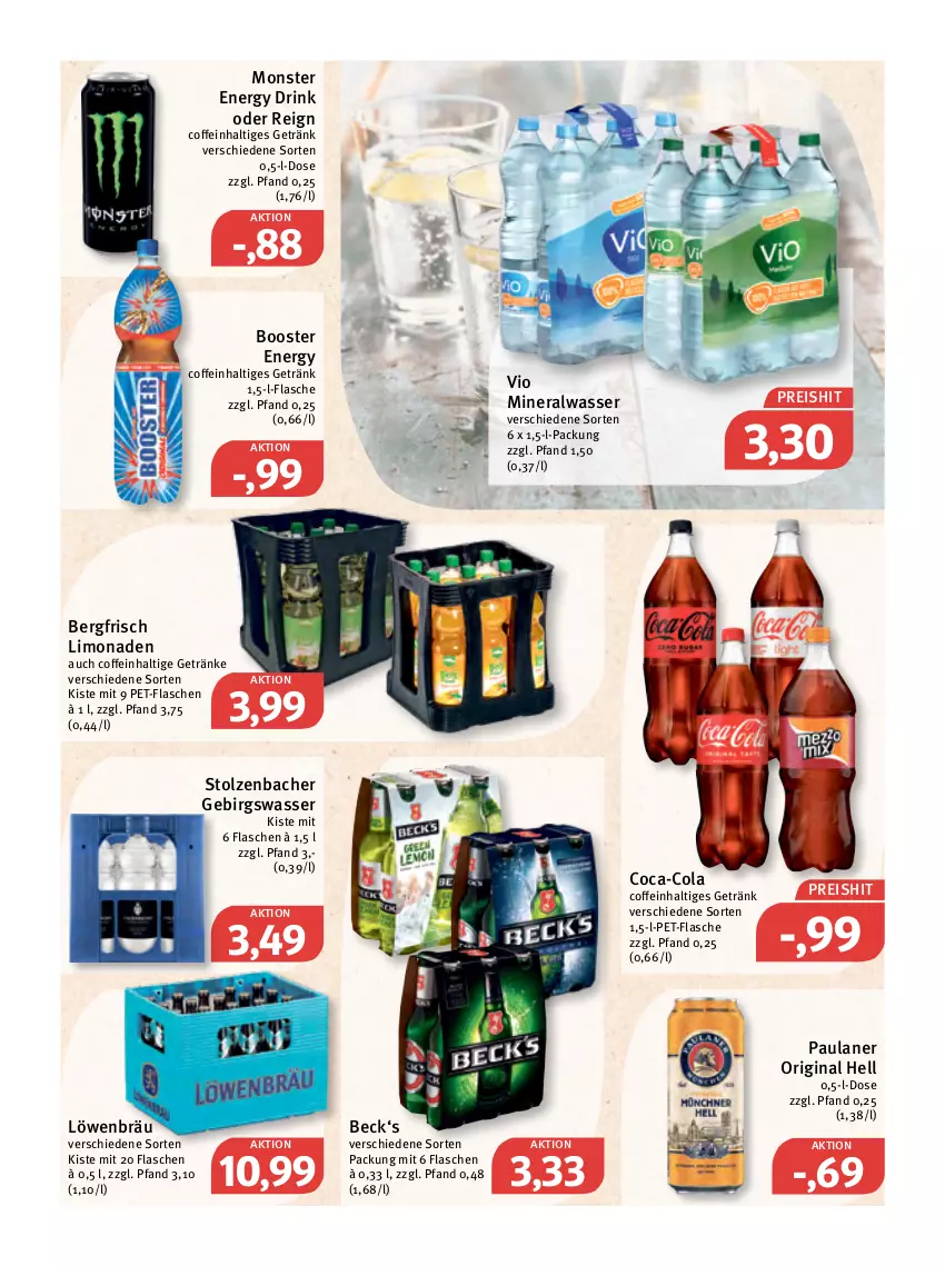 Aktueller Prospekt Feneberg - Prospekte - von 17.03 bis 19.03.2022 - strona 19 - produkty: Alwa, coca-cola, coffein, cola, drink, eis, energy drink, flasche, getränk, getränke, gin, gsw, limo, limonade, limonaden, mineralwasser, monster, Monster Energy, Paula, paulaner, pet-flasche, pet-flaschen, reis, Ti, wasser