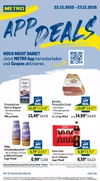 Gazetka promocyjna Metro - App-Deals - Gazetka - ważna od 27.12 do 27.12.2025 - strona 1 - produkty: abholpreise, angebot, angebote, coca-cola, cola, coupon, eis, flasche, getränk, getränke, ilag, krone, Metro, metro gastro, milch, milka, milka schokolade, Palette, prosciutto, prosciutto crudo, Rauch, reis, rwe, Schal, Schale, schoko, schokolade, schokoladen, Ti