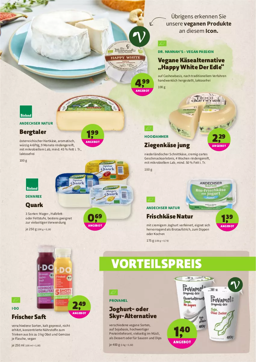 Aktueller Prospekt Denns Biomarkt - Prospekte - von 05.01 bis 18.01.2022 - strona 3 - produkty: andechser natur, angebot, aufstrich, brot, brotaufstrich, Cashew, dennree, dessert, dip, eis, elle, flasche, frischkäse, hartkäse, joghur, joghurt, Käse, mac, müsli, natur, niederländischer schnittkäse, obst, Obst und Gemüse, quark, reis, rind, rwe, saft, sauce, saucen, schnittkäse, Skyr, soja, Ti, tisch, und gemüse, vorteilspreis, ziegenkäse