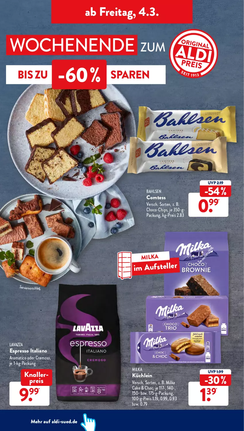 Aktueller Prospekt AldiSud - ALDI Aktuell - von 28.02 bis 05.03.2022 - strona 30 - produkty: aldi, bahlsen, chips, comtess, eis, elle, espresso, knallerpreis, lavazza, milka, reis, teller, Ti