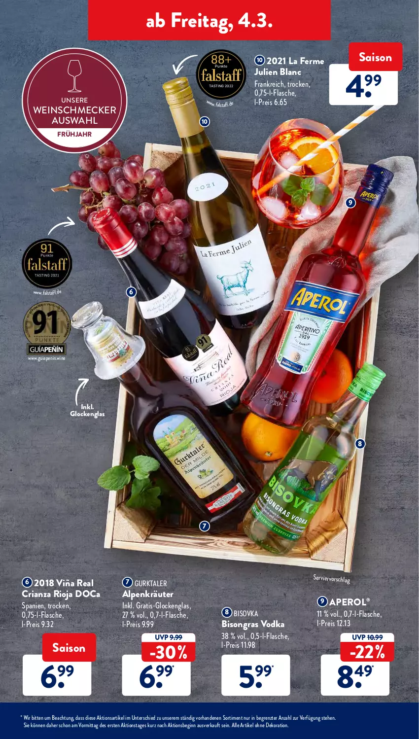 Aktueller Prospekt AldiSud - ALDI Aktuell - von 28.02 bis 05.03.2022 - strona 39 - produkty: alle artikel ohne dekoration, aperol, asti, dekoration, eis, flasche, gin, Gurktaler, kräuter, reis, Ria, rioja, Ti, vodka, wein, ZTE