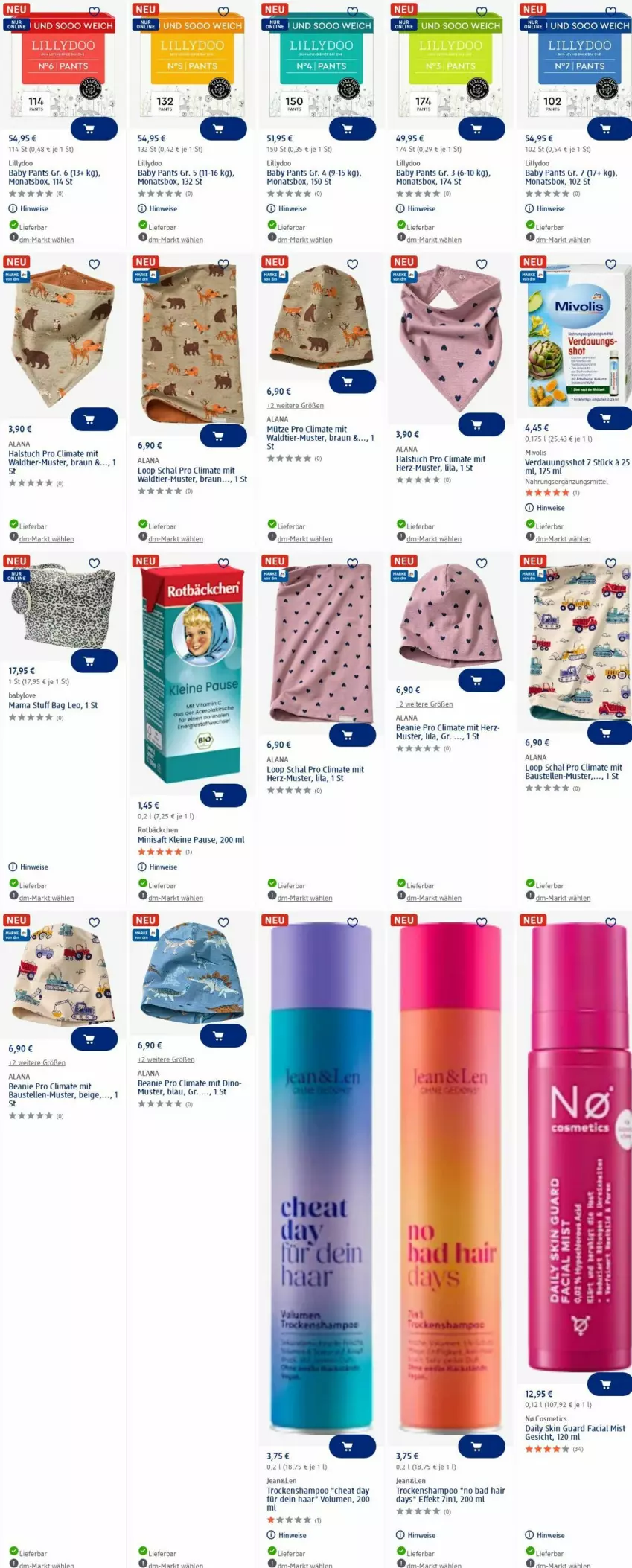 Aktueller Prospekt Dm Drogerie - Prospekte - von 07.07 bis 16.07.2025 - strona 14 - produkty: akku, aust, Babylove, Bad, Bau, Beanie, braun, eis, elle, gin, leine, mam, Mütze, Pants, saft, Schal, shampoo, Ti, Trockenshampoo, tuc