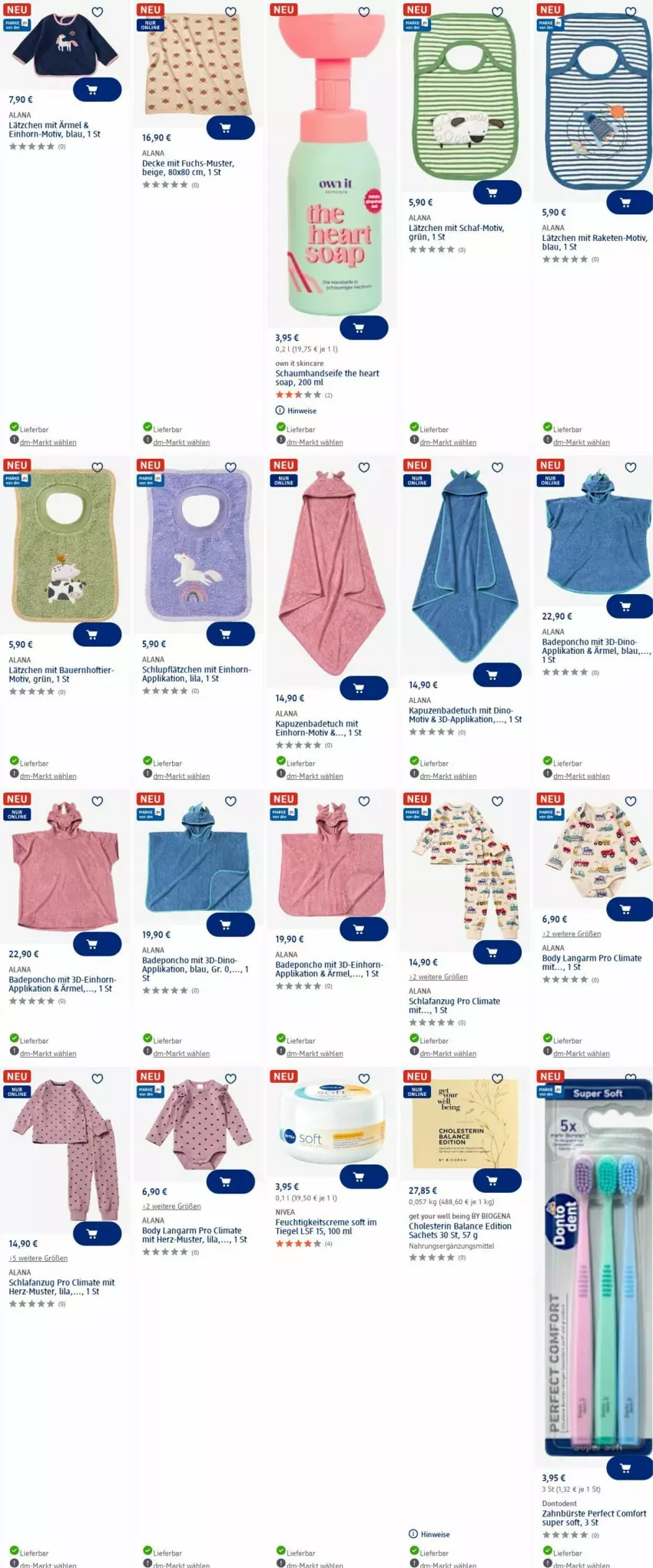 Aktueller Prospekt Dm Drogerie - Prospekte - von 07.07 bis 16.07.2025 - strona 16 - produkty: Anzug, auer, Bad, badetuch, Bau, Bauer, bio, body, bürste, creme, decke, eis, feuchtigkeitscreme, Handseife, Lätzche, nivea, Raketen, sac, Schlafanzug, Seife, Ti, tuc, Yo, zahnbürste