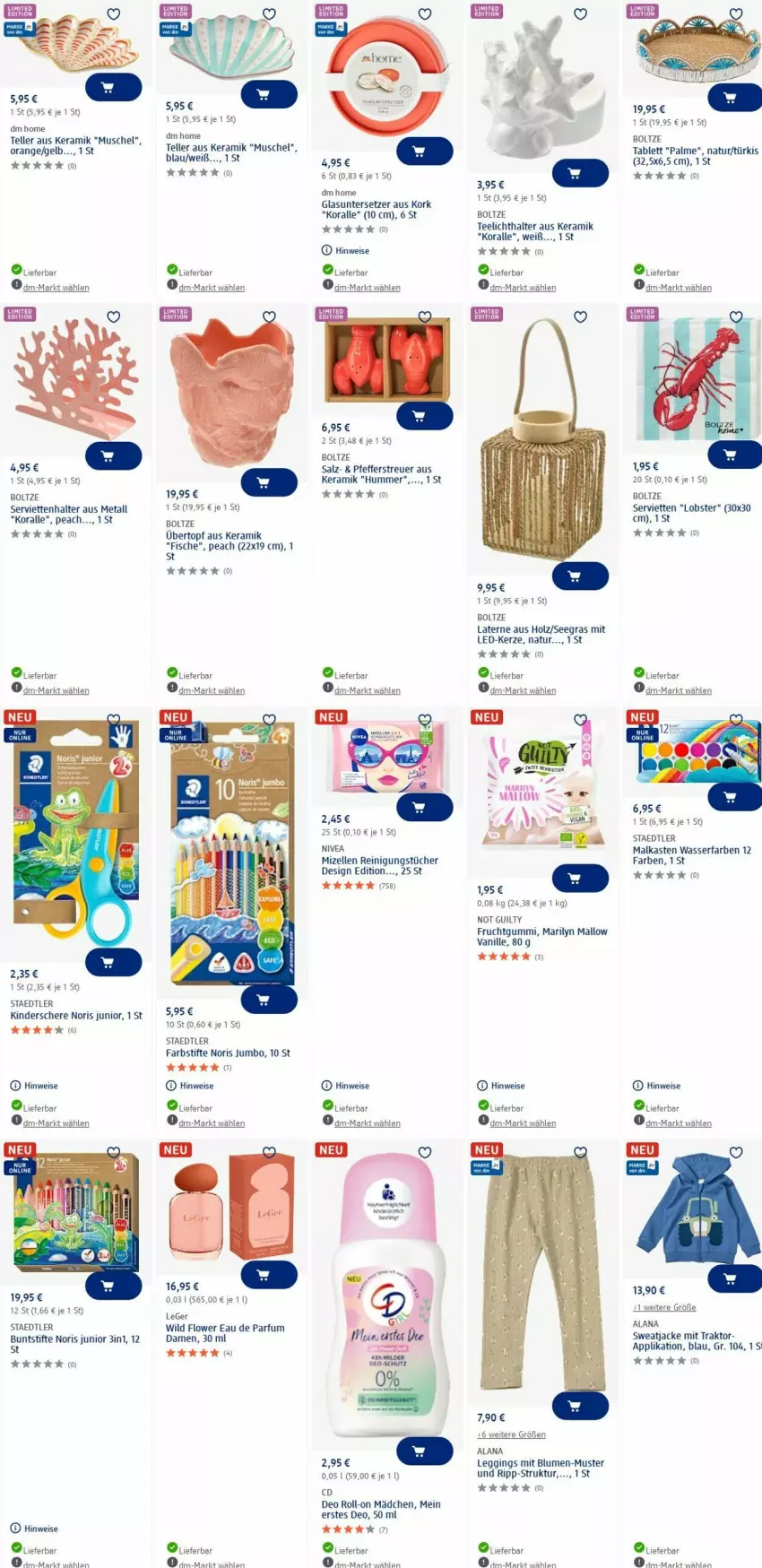 Aktueller Prospekt Dm Drogerie - Prospekte - von 07.07 bis 16.07.2025 - strona 21 - produkty: akku, blume, blumen, buntstifte, deo, deo roll-on, Eau de parfum, eis, elle, farbstifte, fisch, fische, frucht, fruchtgummi, gin, Holz, Jacke, jumbo, kerze, Kinder, laterne, LED-Kerze, leggings, mizellen, natur, nivea, obst, orange, parfum, pfeffer, Pfefferstreuer, Reinigung, reinigungstücher, roll-on, rum, salz, Schere, Serviette, servietten, staedtler, stifte, sweatjacke, tablet, tablett, tee, Teelicht, teller, Ti, topf, tücher, übertopf, Untersetzer, vanille, wasser, Wild