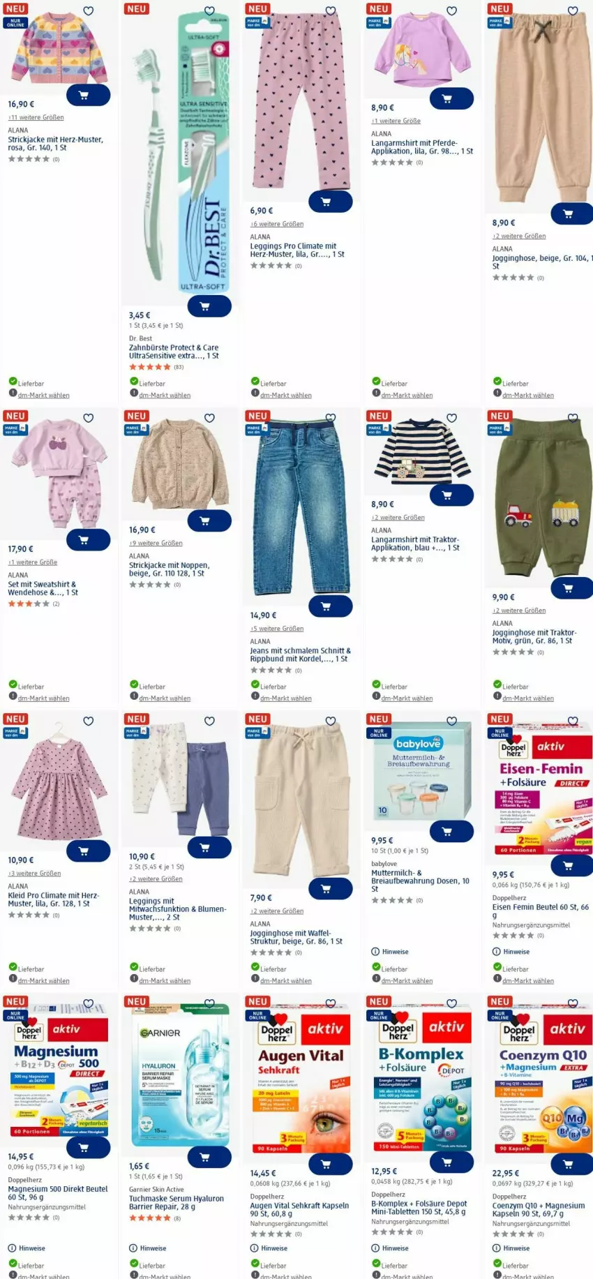 Aktueller Prospekt Dm Drogerie - Prospekte - von 07.07 bis 16.07.2025 - strona 22 - produkty: B-Komplex, Babylove, beutel, blume, blumen, Brei, bürste, doppelherz, Dr. Best, eier, eis, erde, garnier, gin, hose, hyaluron, Jacke, jeans, Jogginghose, kleid, kraft, Langarmshirt, leggings, magnesium, Maske, milch, Q10, rasen, rum, Sehkraft, Serum, shirt, Strickjacke, Sweatshirt, tablet, tablett, Tablette, Ti, tuc, tuchmaske, vita, zahnbürste