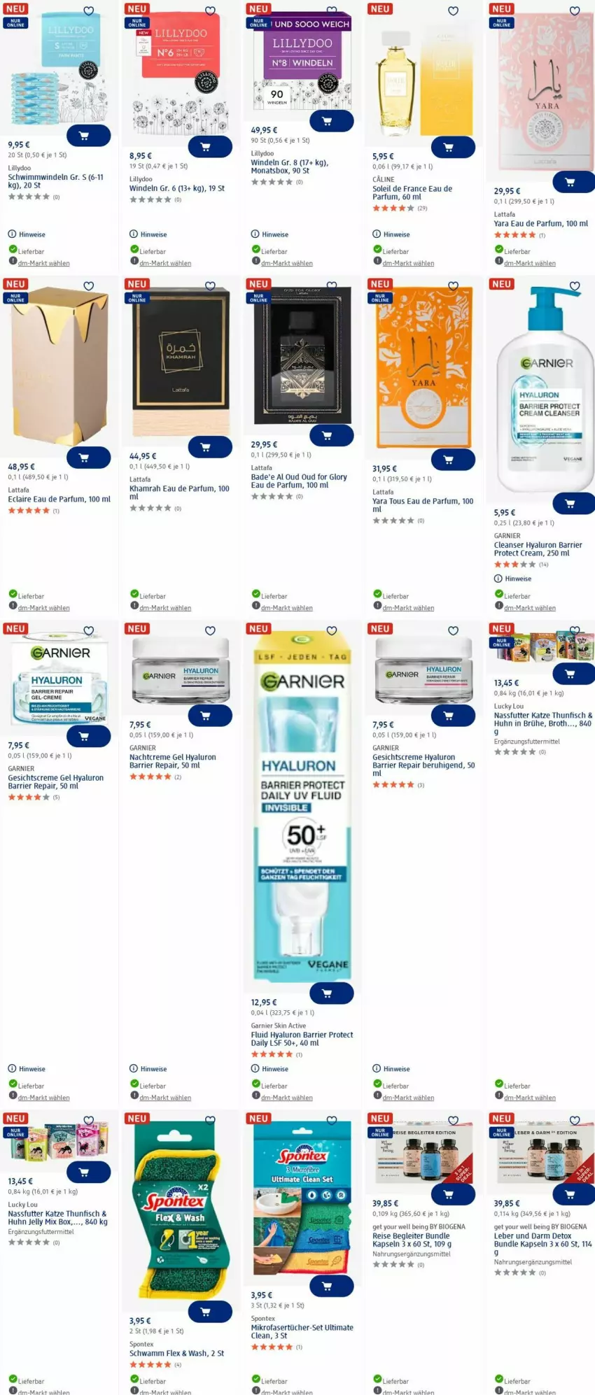 Aktueller Prospekt Dm Drogerie - Prospekte - von 07.07 bis 16.07.2025 - strona 24 - produkty: akku, Bad, bio, brot, Brühe, creme, Creme gel, Eau de parfum, eis, fisch, garnier, Gesichtscreme, hyaluron, mikrofaser, Mikrofasertücher, nachtcreme, nassfutter, parfum, reis, schwamm, spontex, thunfisch, Ti, tücher, windeln, Yo