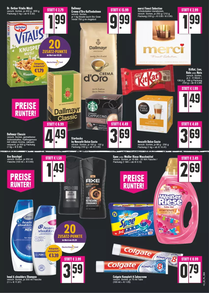 Aktueller Prospekt E Center - Angebote der Woche - von 07.03 bis 12.03.2022 - strona 3 - produkty: angebot, axe, axe duschgel, beutel, bio, bohne, bohnen, bohnenkaffee, Cap, cappuccino, cin, colgate, creme, dallmayr, dolce gusto, duschgel, erde, flasche, gemahlener bohnenkaffee, kaffee, kaffeegenuss, LG, nescafe, nuss, Ria, schoko, schokolade, schokoladen, shampoo, spee, Ti, waschmittel, zahncreme