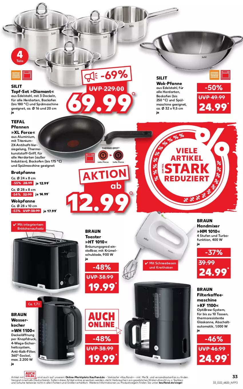 Aktueller Prospekt Kaufland - von 02.06 bis 08.06.2022 - strona 37 - produkty: auto, backofen, bratpfanne, braun, brötchen, brötchenaufsatz, decke, Deckel, edelstahl, eis, ente, erde, filterkaffee, handmixer, herdarten, kaffee, kaffeemaschine, Kocher, Mixer, ndk, Ofen, pfanne, pfannen, Rauch, Schal, Schneebesen, schuhe, tasse, tefal, Ti, toast, toaster, topf, topf-set, versandkostenfrei, wasser, wasserkocher, wok