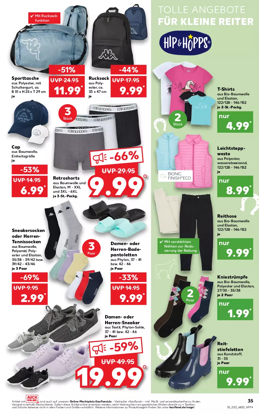 Aktueller Prospekt Kaufland - von 02.06 bis 08.06.2022 - strona 39 - produkty: angebot, angebote, Bad, Bau, baumwolle, bio, bio-baumwolle, Cap, eis, ente, erde, herren-sneaker, hose, Hylo, leine, ndk, pantolette, pantoletten, Rauch, retroshorts, rucksack, sac, schuhe, schultergurt, shirt, shirts, shorts, sneaker, sneakersocken, socken, Sport, sporttasche, Stiefeletten, strümpfe, T-Shirt, Tasche, Ti, versandkostenfrei, wasser, Weste, wolle