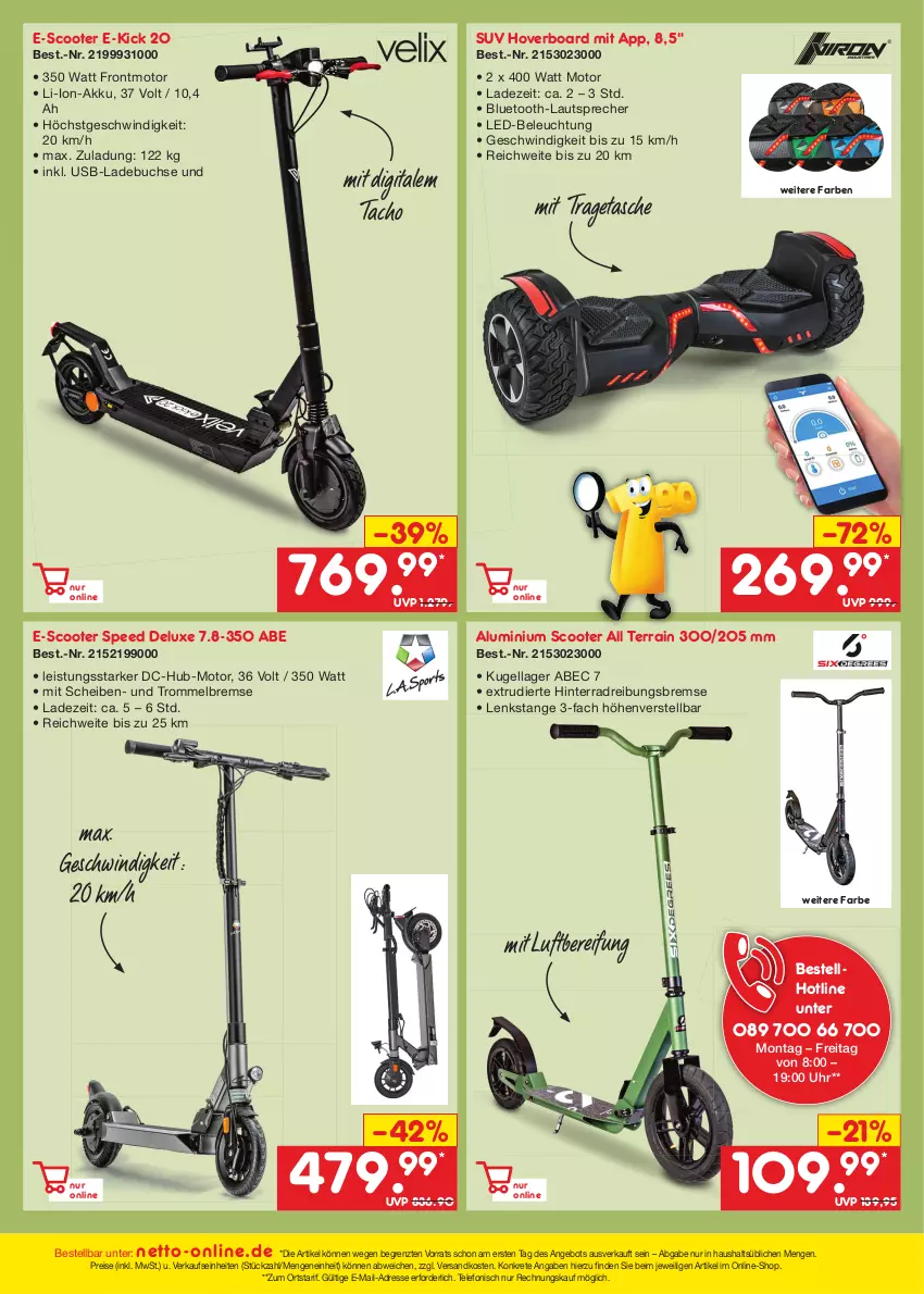 Aktueller Prospekt Netto Marken-Discount - Filial-Angebote - von 12.06 bis 17.06.2023 - strona 45 - produkty: akku, angebot, beleuchtung, bluetooth-lautsprecher, buch, eis, Kugel, lautsprecher, led-beleuchtung, li-ion-akku, ndk, reis, scooter, spee, Tasche, telefon, Ti, tragetasche, trommel, uhr, usb, ZTE