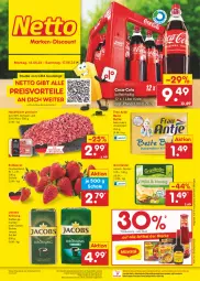 Gazetka promocyjna Netto Marken-Discount - Filial-Angebote - Gazetka - ważna od 17.06 do 17.06.2023 - strona 1 - produkty: angebot, beere, beeren, beste butter, bestpreis, bohne, butter, coca-cola, cola, eis, erdbeere, erdbeeren, fleisch, frau antje, grünländer, hackfleisch, hackfleisch gemischt, jacobs, jacobs krönung, kaffee, ndk, preisvorteil, reis, rind, Schal, Schale, schwein, Streichzart, Ti, wein, ZTE