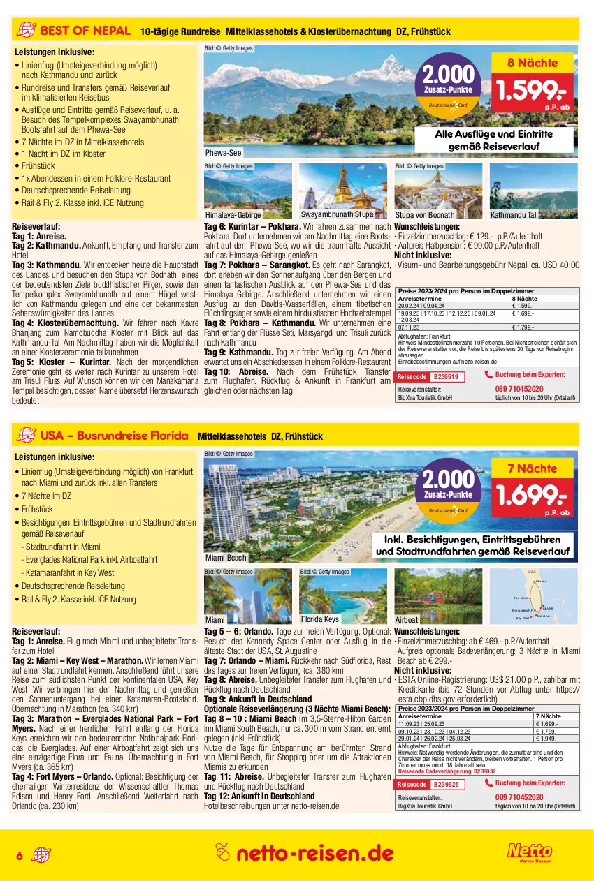 Aktueller Prospekt Netto Marken-Discount - Reise-Angebote Juli - von 29.06 bis 31.07.2023 - strona 6 - produkty: anreisetermine, asti, Bad, Brei, buch, Buddha, decke, eis, ente, erde, fanta, gin, Glade, Heu, klimatisierten reisebus, LG, mars, reis, reiseveranstalter, reiseverlauf, ring, Ti, tisch, uhr, usb, wasser