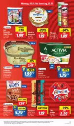 Gazetka promocyjna Lidl - Aktionsprospekt - Gazetka - ważna od 25.11 do 25.11.2023 - strona 9 - produkty: activia, angebot, coupon, cremissimo, danone, danone activia, eis, elle, Kugel, langnese, langnese cremissimo, margarine, müsli, pringles, reis, rel, ring, sim, teller, Ti, toblerone, vita, vitalis, vitalis müsli, zott, zottarella, ZTE