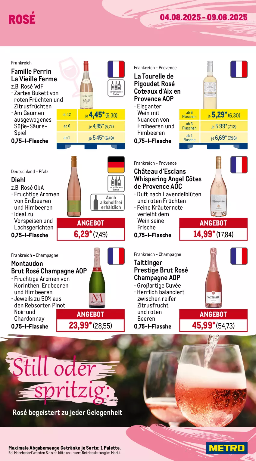 Aktueller Prospekt Metro - Wochen-Angebote - von 04.08 bis 09.08.2025 - strona 16 - produkty: akku, angebot, ariel, beere, beeren, beutel, Blüte, bodensauger, brut, champagne, chardonnay, Côtes de Provence, cuvée, Dyson, eis, Elan, elle, erdbeere, erdbeeren, feinwaschmittel, flasche, frucht, früchte, früchten, getränk, getränke, himbeer, himbeere, himbeeren, kraft, kräuter, kräutern, lachs, lavendel, mac, Metro, möbel, Mode, Nuance, Palette, perwoll, Pinot, pinot noir, Pods, reis, rel, ring, staubbeutel, staubsauger, teller, Ti, Tiere, vollwaschmittel, vorspeise, waschmittel, wein
