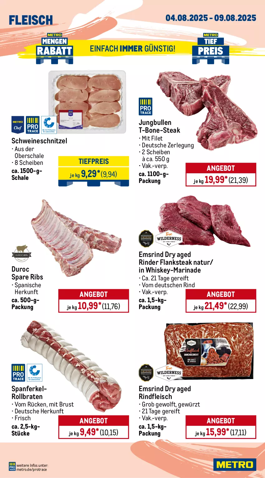 Aktueller Prospekt Metro - Wochen-Angebote - von 04.08 bis 09.08.2025 - strona 3 - produkty: angebot, braten, brustfilet, bsf, decke, Deckel, eis, entrecôte, filet, Flanksteak, fleisch, gewürz, hähnchenbrust, hähnchenbrustfilet, jungbullen, Kette, marinade, Metro, natur, reis, rind, rinder, rinderfilet, Rindersteak, rindfleisch, rollbraten, Schal, Schale, schnitzel, schwein, schweine, schweineschnitzel, spare ribs, steak, steakhüfte, Ti, tiefpreis, wein, weine, whiskey