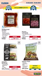Gazetka promocyjna Metro - Wochen-Angebote - Gazetka - ważna od 09.08 do 09.08.2025 - strona 4 - produkty: Abtei, angebot, angebote, aqua, aust, Bau, beef, beutel, braten, burger, eis, elle, filet, fisch, fische, Fischer, fleisch, forelle, frischfisch, früchte, garnelen, gewürz, Holz, holzfällersteaks, lachs, lachsfilet, lamm, Lammspieße, mac, meeresfrüchte, Metro, natur, reis, rel, rind, rwe, Schere, schnitten, schwein, schweine, schweinenacken, seelachsfilet, steak, steaks, Steinbeißer, Steinbeißerfilet, Ti, tiefpreis, wein, weine, Wild