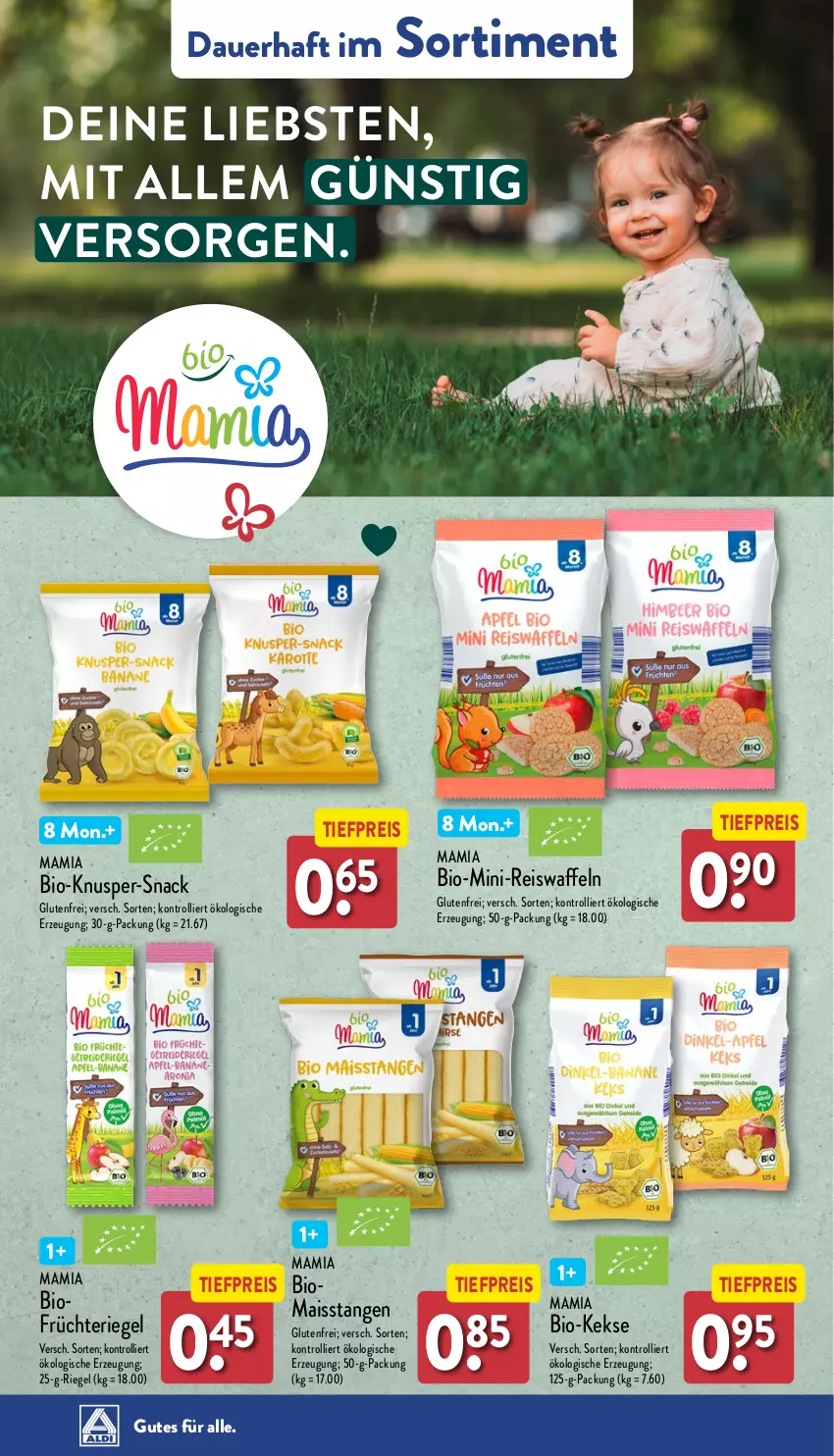 Aktueller Prospekt Aldi Nord - Von Montag - von 02.09 bis 07.09.2024 - strona 36 - produkty: auer, bio, eis, eiswaffeln, früchte, keks, kekse, mais, mam, reis, Reiswaffeln, riegel, snack, Ti, tiefpreis, trolli, waffeln