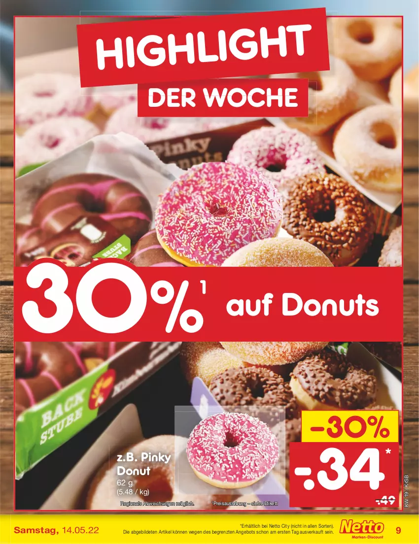 Aktueller Prospekt Netto Marken-Discount - Filial-Angebote - von 09.05 bis 14.05.2022 - strona 9 - produkty: angebot, Donut, donuts, eis, reis, Ti, ZTE