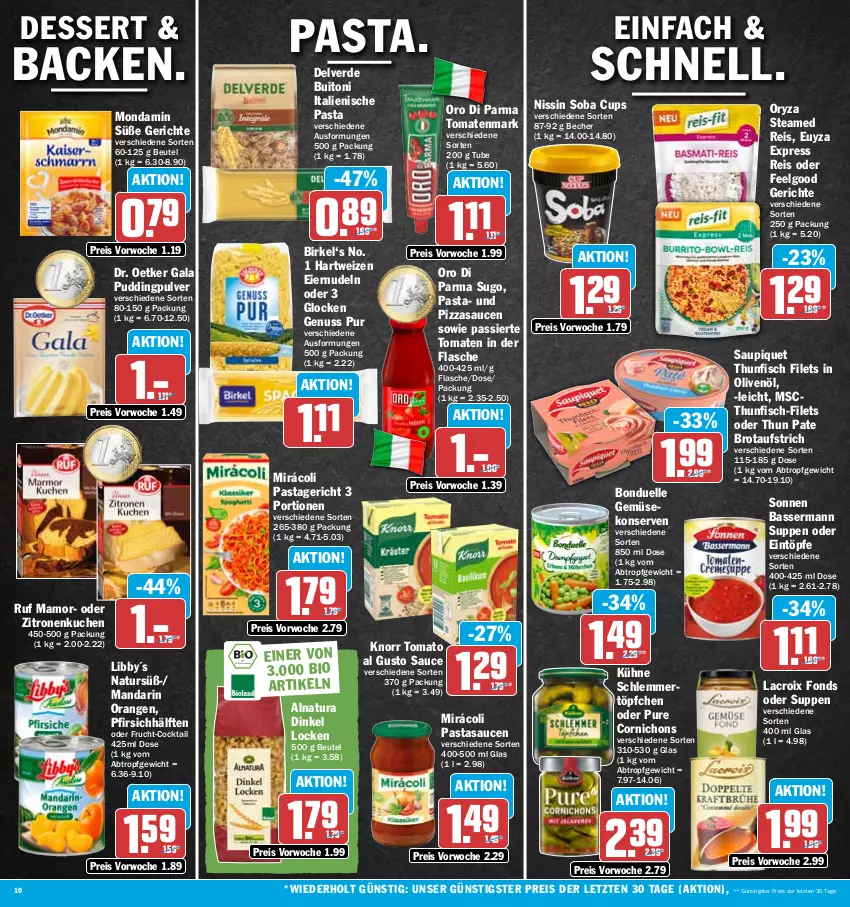 Aktueller Prospekt Hit - Prospekte - von 17.04 bis 22.04.2023 - strona 10 - produkty: aufstrich, Becher, beutel, bio, birkel, bonduelle, brot, brotaufstrich, buitoni, cocktail, dessert, Dr. Oetker, eier, eiernudeln, eintöpfe, eis, elle, erde, filet, filets, fisch, flasche, frucht, Gemüsekonserve, hartweizen, in olivenöl, italienische pasta, knorr, Konserven, kuchen, Kühne, LG, mam, Mirácoli, mondamin, natur, natura, Nissin, nudel, nudeln, nuss, olive, oliven, olivenöl, orange, orangen, oro di parma, oryza, pasta, Pastagericht, pfirsich, pizza, pudding, reis, sauce, saucen, saupiquet, schlemmertöpfchen, Sugo, suppe, suppen, thunfisch, thunfisch filets, Ti, tomate, tomaten, tomatenmark, tomato al gusto, Töpfchen, zitrone, zitronen, ZTE