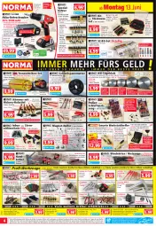 Gazetka promocyjna Norma - Norma - Gazetka - ważna od 20.06 do 20.06.2022 - strona 4 - produkty: adapter, akku, akku-bohrschrauber, akkuschrauber, Anzug, aufbewahrungskoffer, auto, Bebe, Bitset, Bohrer-Set, Bohrerset, Bohrschrauber, bürste, bürsten, eis, Elektro, elle, ente, erde, gin, Holz, Klammern, koffer, kraft, ladegerät, lamm, Lampe, latte, LG, li-ion-akku, messer, ndk, nuss, Rabitzzange, reifen, Reinigung, reis, ring, rwe, säge, schnellladegerät, schrauben, Schraubendreher, schwamm, Seitenschneide, Spezi, stifte, teller, Ti, tisch, wandhalterung, werkzeug, werkzeuge, Winkelschleifer, Zangen