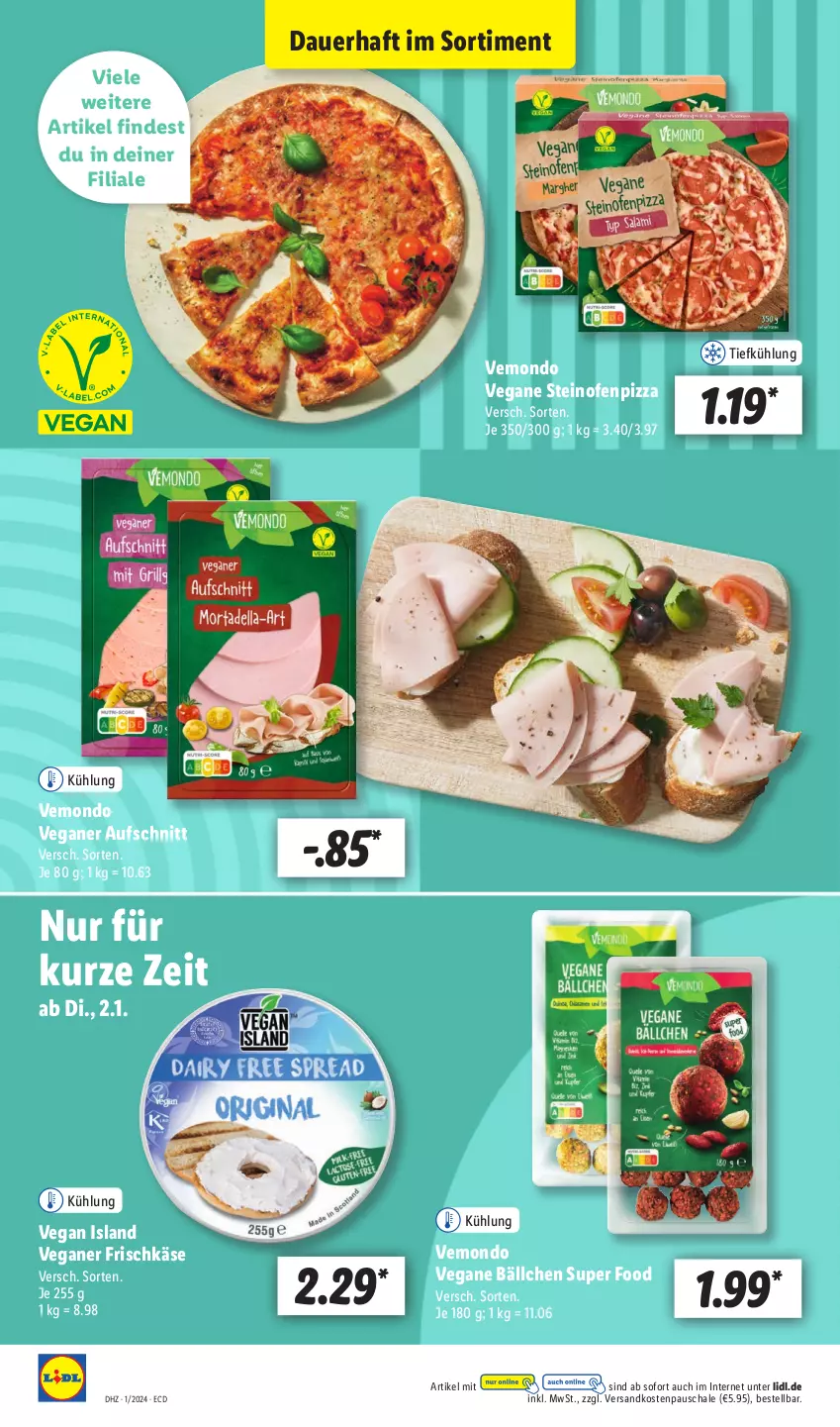 Aktueller Prospekt Lidl - Aktionsprospekt - von 02.01 bis 06.01.2024 - strona 16 - produkty: auer, aufschnitt, frischkäse, Käse, ndk, Ofen, pizza, Schal, Schale, steinofen, Ti