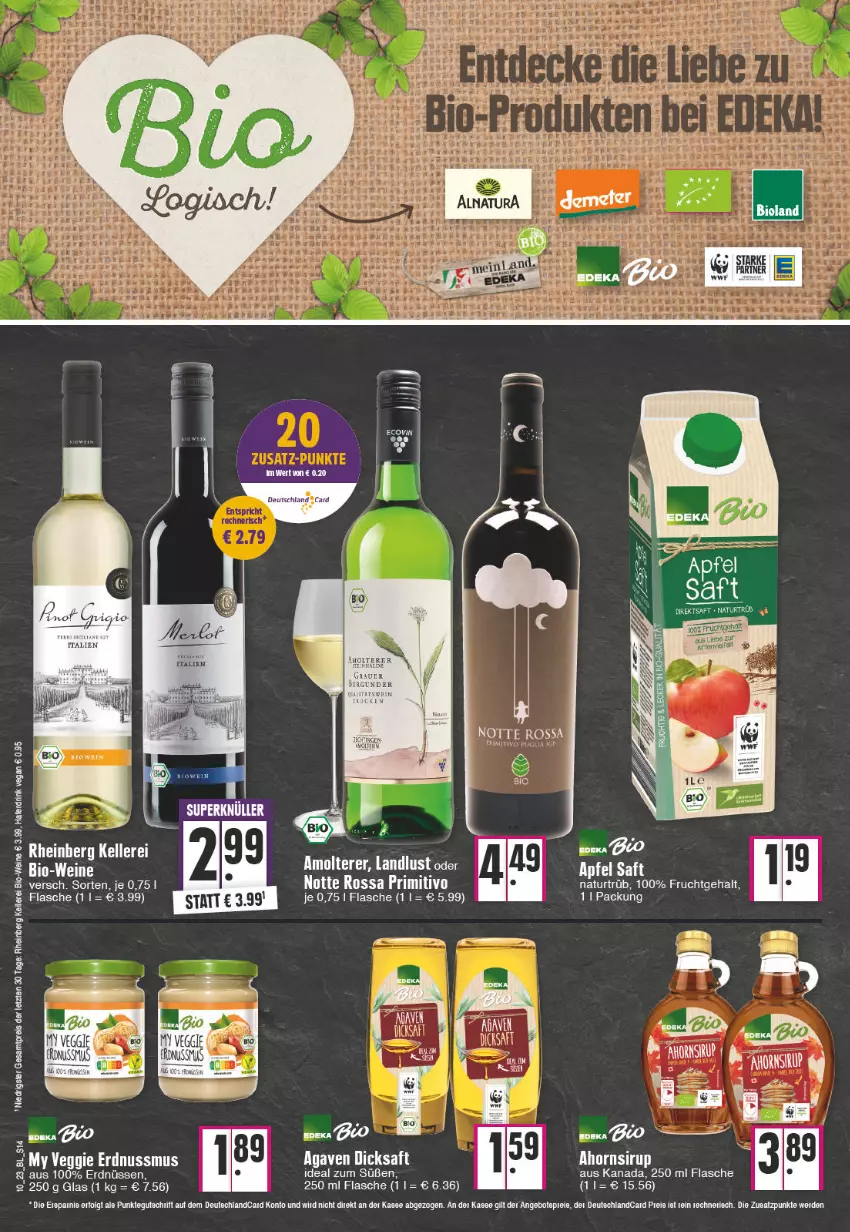 Aktueller Prospekt Edeka - Angebote der Woche - von 06.03 bis 11.03.2023 - strona 14 - produkty: agaven, apfel, bio, Bio-Wein, dicksaft, eis, elle, ente, flasche, frucht, natur, primitivo, reis, saft, sirup, tee, Ti, veggie, wein, weine, ZTE