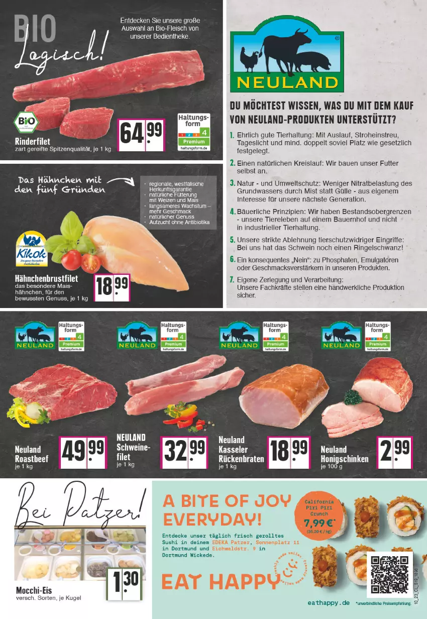 Aktueller Prospekt Edeka - Angebote der Woche - von 06.03 bis 11.03.2023 - strona 19 - produkty: auer, Bau, Bauer, bio, braten, decke, eis, elle, ente, filet, fleisch, hähnchenbrust, honig, kasseler, Kugel, LG, mac, mais, natur, nuss, reis, rel, ring, Rückenbraten, schinken, schwein, schweine, spitzenqualität, Sushi, Ti, Tiere, wasser, wein, weine, WICK