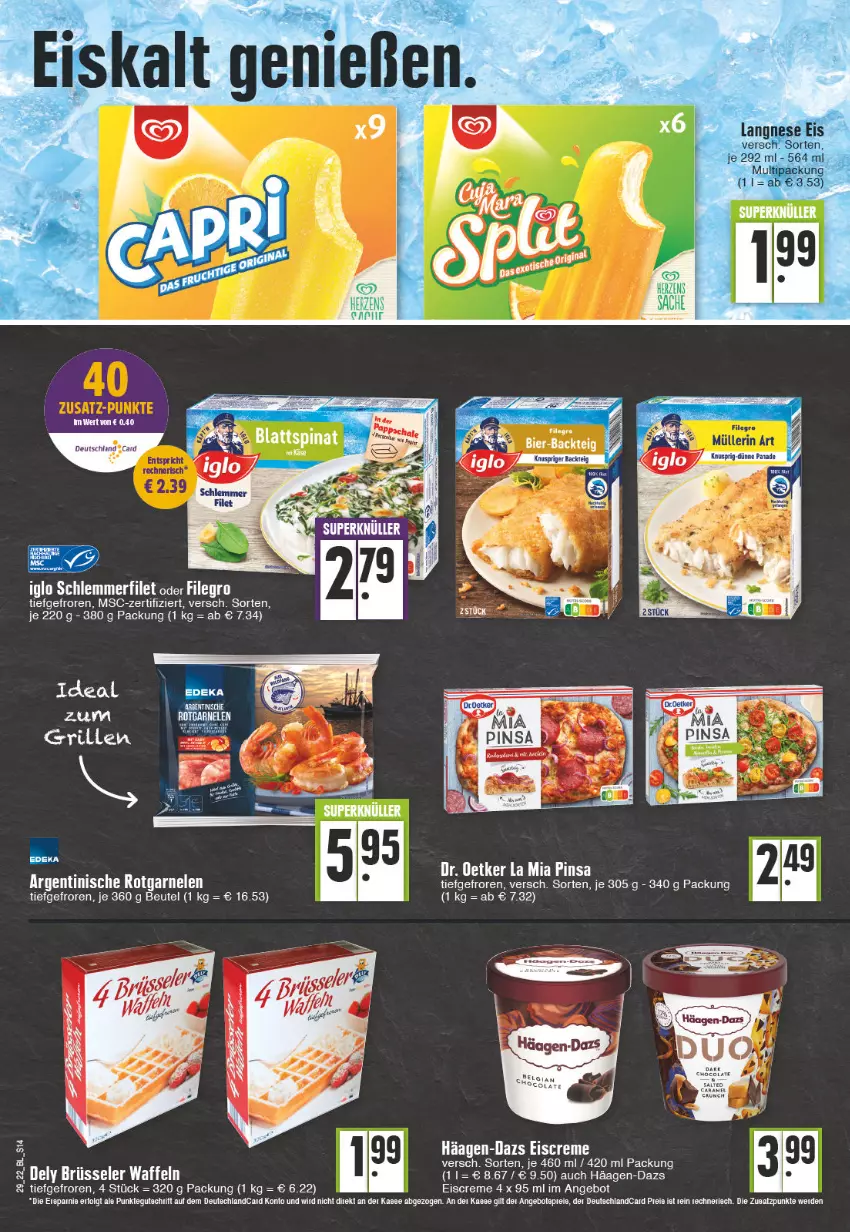 Aktueller Prospekt Edeka - Angebote der Woche - von 18.07 bis 23.07.2022 - strona 14 - produkty: angebot, beutel, creme, Dr. Oetker, eis, eiscreme, ente, garnelen, häagen-dazs, Kette, langnese, langnese eis, nero, tee, Ti, waffeln