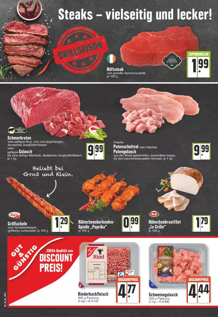 Aktueller Prospekt Edeka - Angebote der Woche - von 18.07 bis 23.07.2022 - strona 8 - produkty: eis, filet, fleisch, grill, gulasch, hackfleisch, hüftsteak, jungbullen, nuss, pute, putenschnitzel, rind, rinder, rinderhackfleisch, saft, schnitten, schnitzel, schwein, schweine, schweinegulasch, spitzenqualität, steak, Ti, wein, weine