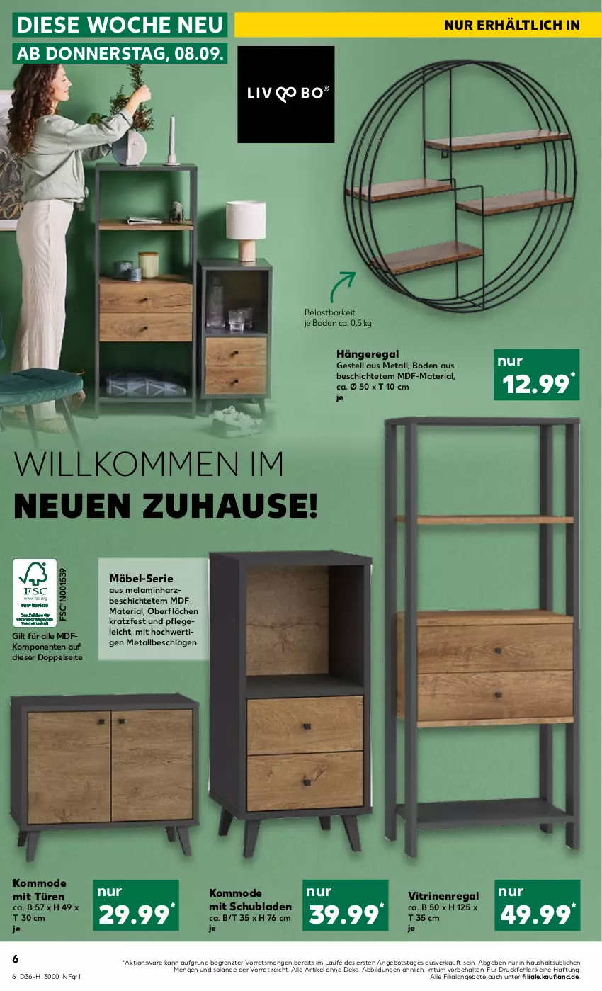 Aktueller Prospekt Kaufland - Spezielle Angebote - von 08.09 bis 14.09.2022 - strona 6 - produkty: angebot, angebote, ente, Hängeregal, kommode, möbel, Mode, regal, Ria, schubladen, Ti, vitrine, ZTE