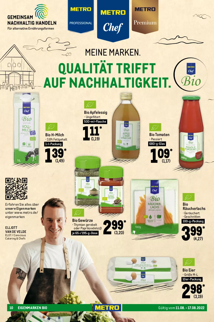 Aktueller Prospekt Metro - Food - von 11.08 bis 17.08.2022 - strona 10 - produkty: apfel, apfelessig, basilikum, Bau, beere, beeren, beutel, bio, eier, erbsen, erde, essig, flasche, gewürz, himbeer, himbeere, himbeeren, kräuter, küche, Küchen, lachs, mais, Metro, milch, minze, mit gemüse, möhren, paprika, pasta, petersilie, quad, Quadro, Räucherlachs, ring, rosmarin, salat, schnitten, schnittlauch, Ti, tomate, tomaten, topf, trolli, Wild, zucker, zuckermais