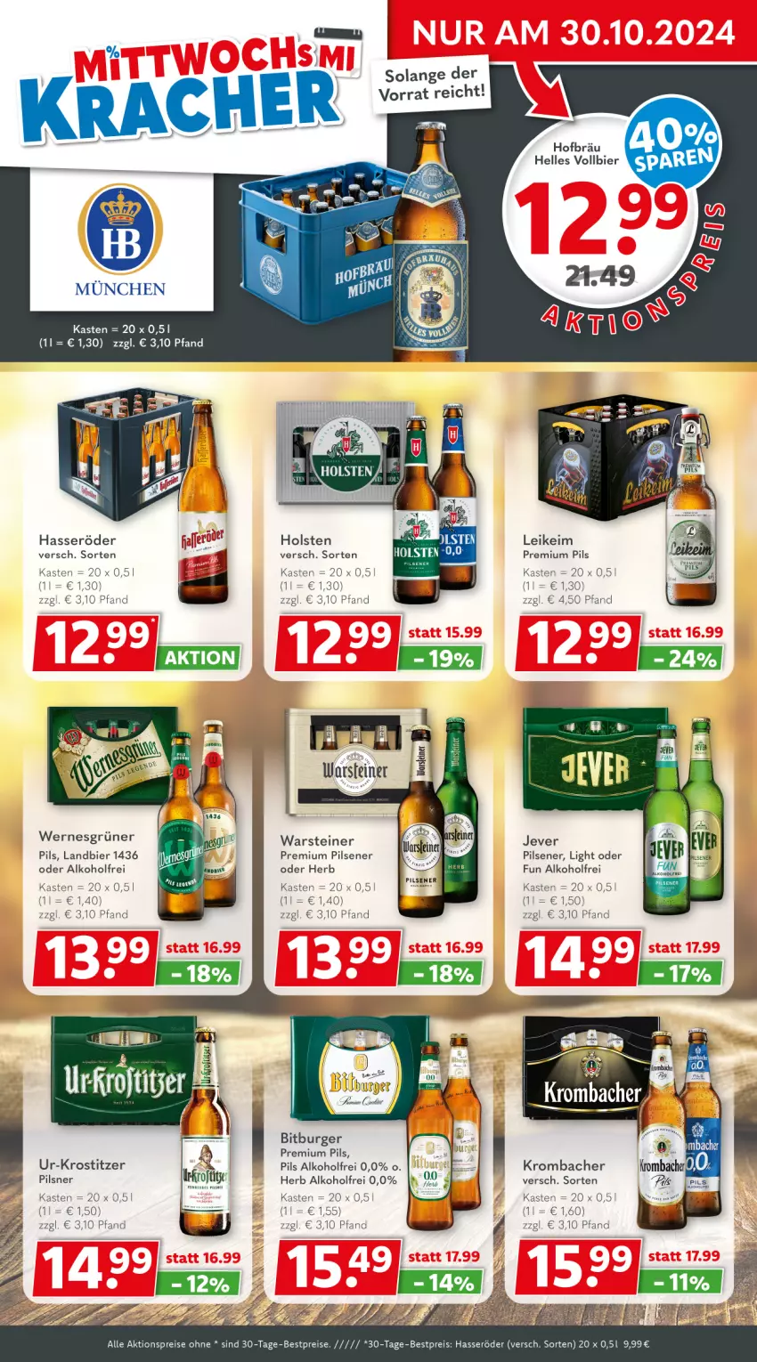 Aktueller Prospekt Getraenkeland - von 28.10 bis 09.11.2024 - strona 2 - produkty: aktionspreis, alkohol, bestpreis, bestpreise, bier, bitburger, burger, eis, elle, hasseröder, holsten, krombache, krombacher, pils, pilsener, pilsner, premium pils, reis, steiner, Ti, warsteiner