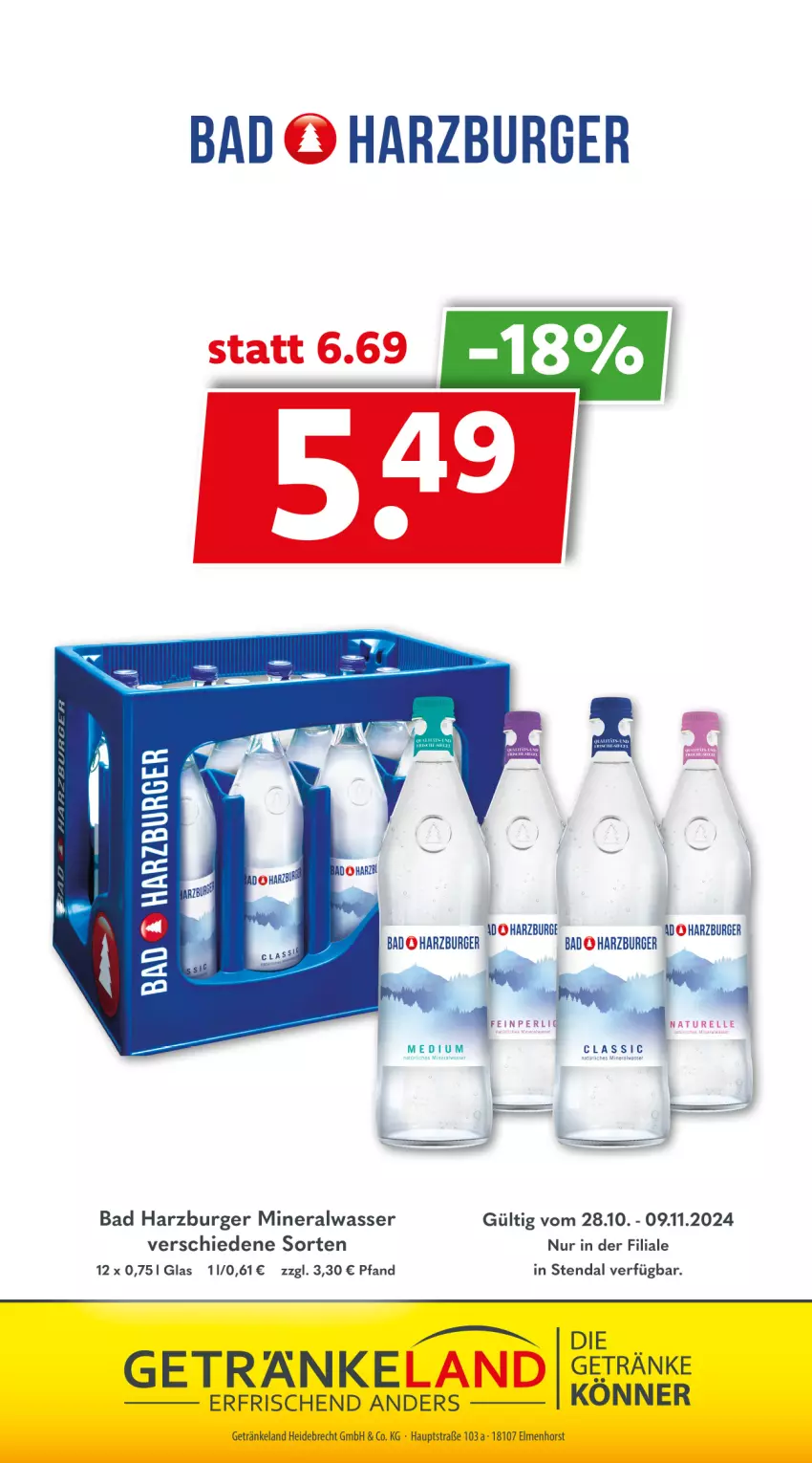 Aktueller Prospekt Getraenkeland - von 28.10 bis 09.11.2024 - strona 9 - produkty: Alwa, Bad, burger, Elan, elle, getränk, getränke, mineralwasser, natur, natürliches mineralwasser, rel, Ti, wasser